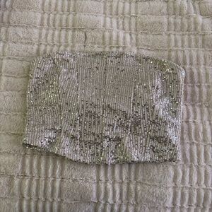 Silver Sequin Strapless Top altar’d state